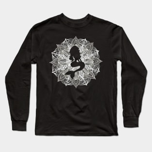 White Mandala Circle Mermaid Long Sleeve T-Shirt